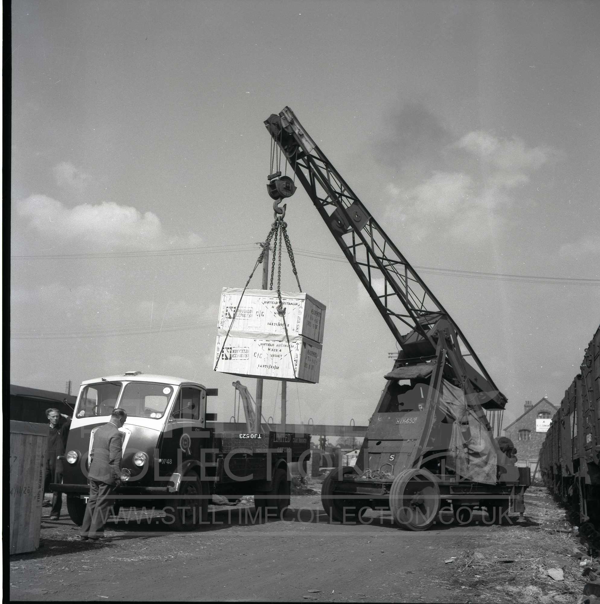 fork lifts mhe at british railways rail train station yard oxford | The ...